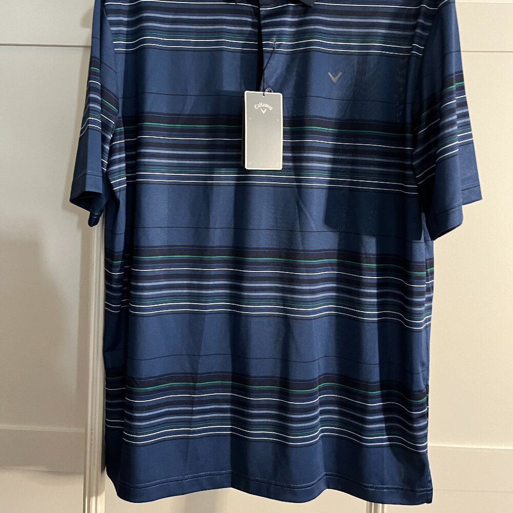 BNWT CALLAWAY Short Sleeve Performance Polo in blue striped (M) - Picture 5 of 5